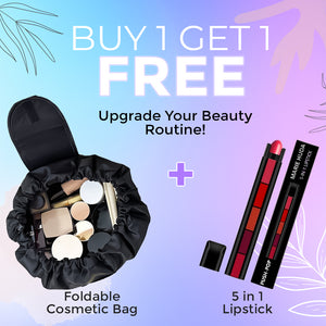 🔥HOT SALE 49% OFF🔥Ultimate Foldable Cosmetic Bag + Free 5 in 1 Lipstick