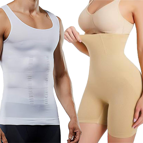 🔥HOT SALE 49% OFF🔥 Couple's Shaping Combo: Women's Body Shaper + Men's Vest